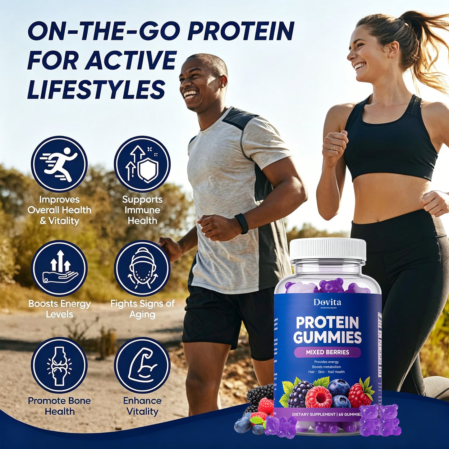 Protein Gummies for Muscle Growth & Daily Nutrition Support, Whey & Plant Protein, Muscle Recovery & Strength, Sugar-Free High-Protein Supplement, Fast-Absorbing Formula, OEM/ODM