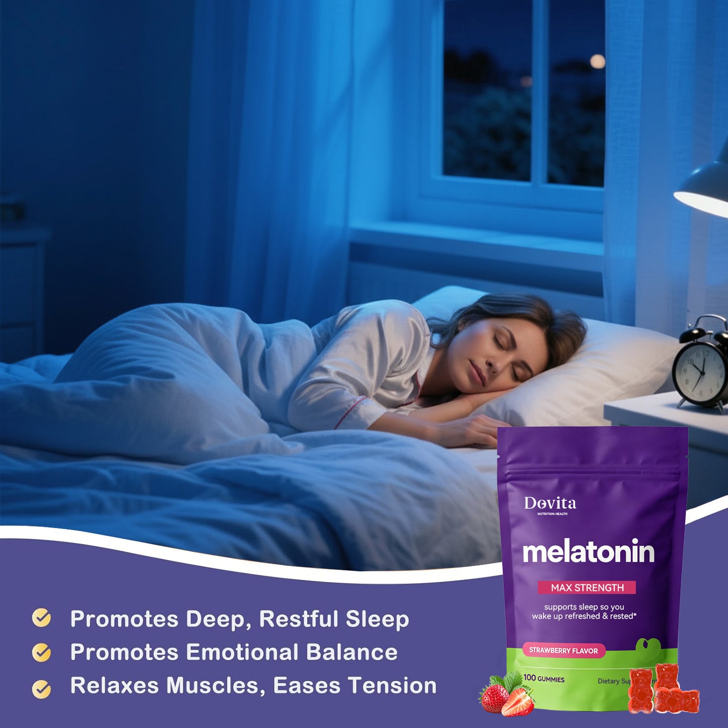 Sleep Gummies for Deep Rest & Relaxation, Melatonin & Natural Herbs, Fast-Acting, Sugar-Free Nighttime Supplement, OEM/ODM