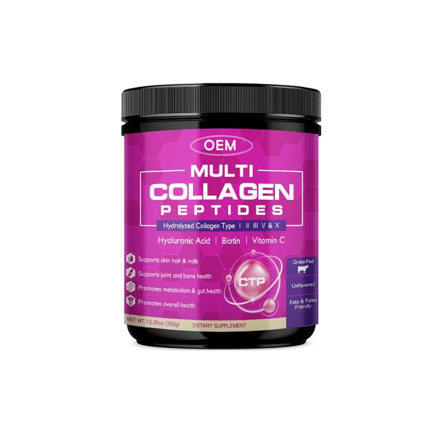 Multi Collagen Peptides Powder Hydrolyzed with Hyaluronic Acid, Biotin, Vitamin Unflavored, Keto Friendly OEM/ODM