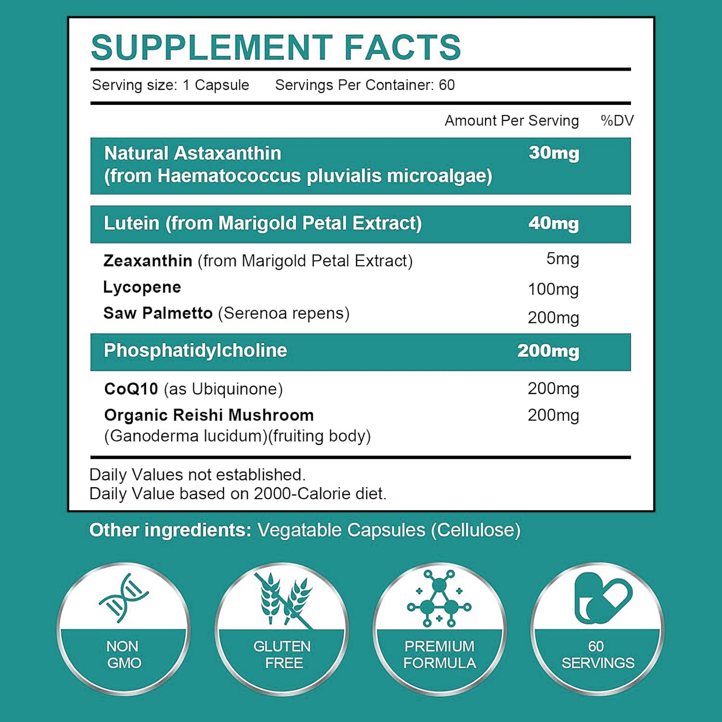 Astaxanthin Hard Capsules for Antioxidant & Skin Health Support, Natural Haematococcus Pluvialis Astaxanthin, UV Protection & Anti-Aging, Eye Health & Exercise Recovery, Sugar-Free Premium Supplement, OEM/ODM