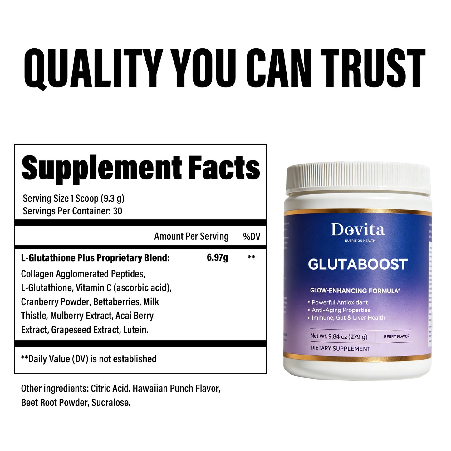 Glutathione Powder for Skin Brightening & Antioxidant Support, Reduced L-Glutathione, Master Antioxidant & Detox, Skin Radiance & Immune Health, Sugar-Free Supplement Powder, Fast-Acting Formula, OEM/ODM