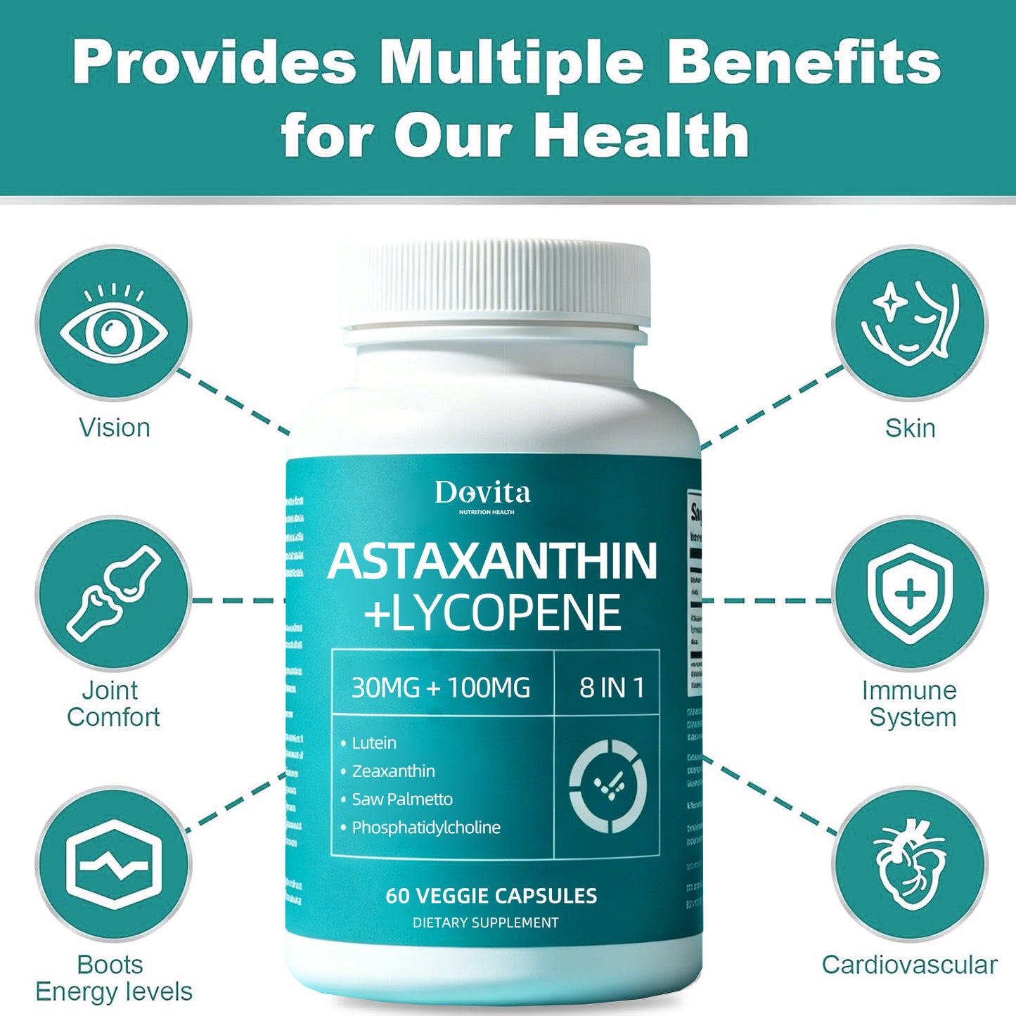 Astaxanthin Hard Capsules for Antioxidant & Skin Health Support, Natural Haematococcus Pluvialis Astaxanthin, UV Protection & Anti-Aging, Eye Health & Exercise Recovery, Sugar-Free Premium Supplement, OEM/ODM