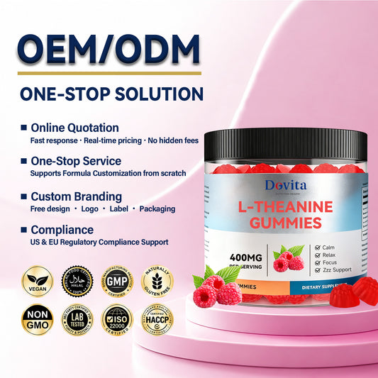 L-Theanine Gummies for Stress Relief & Calm Focus, Natural Theanine from Green Tea, Relaxation Without Drowsiness, Anxiety & Mood Support, Sugar-Free Calm Supplement, Fast-Acting Formula, OEM/ODM
