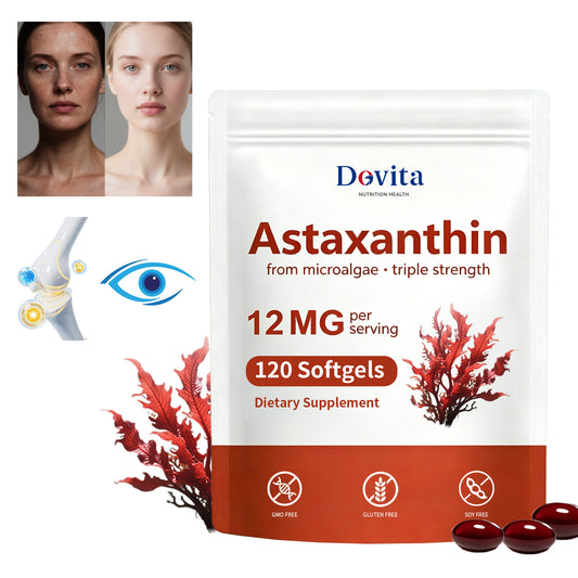 Astaxanthin Soft Capsules for Antioxidant & Skin Health Support, Natural Haematococcus Pluvialis Astaxanthin, UV Protection & Anti-Aging, Eye Health & Exercise Recovery, Sugar-Free Premium Supplement, OEM/ODM