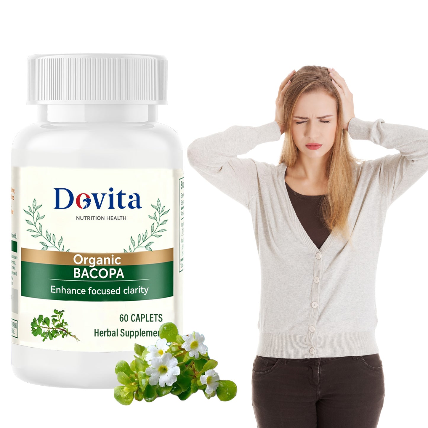 Organic Bacopa Capsules, Super Concentrated Extract for Memory & Cognitive Support, Enhance Focused Clarity, Herbal Supplement, OEM/ODM