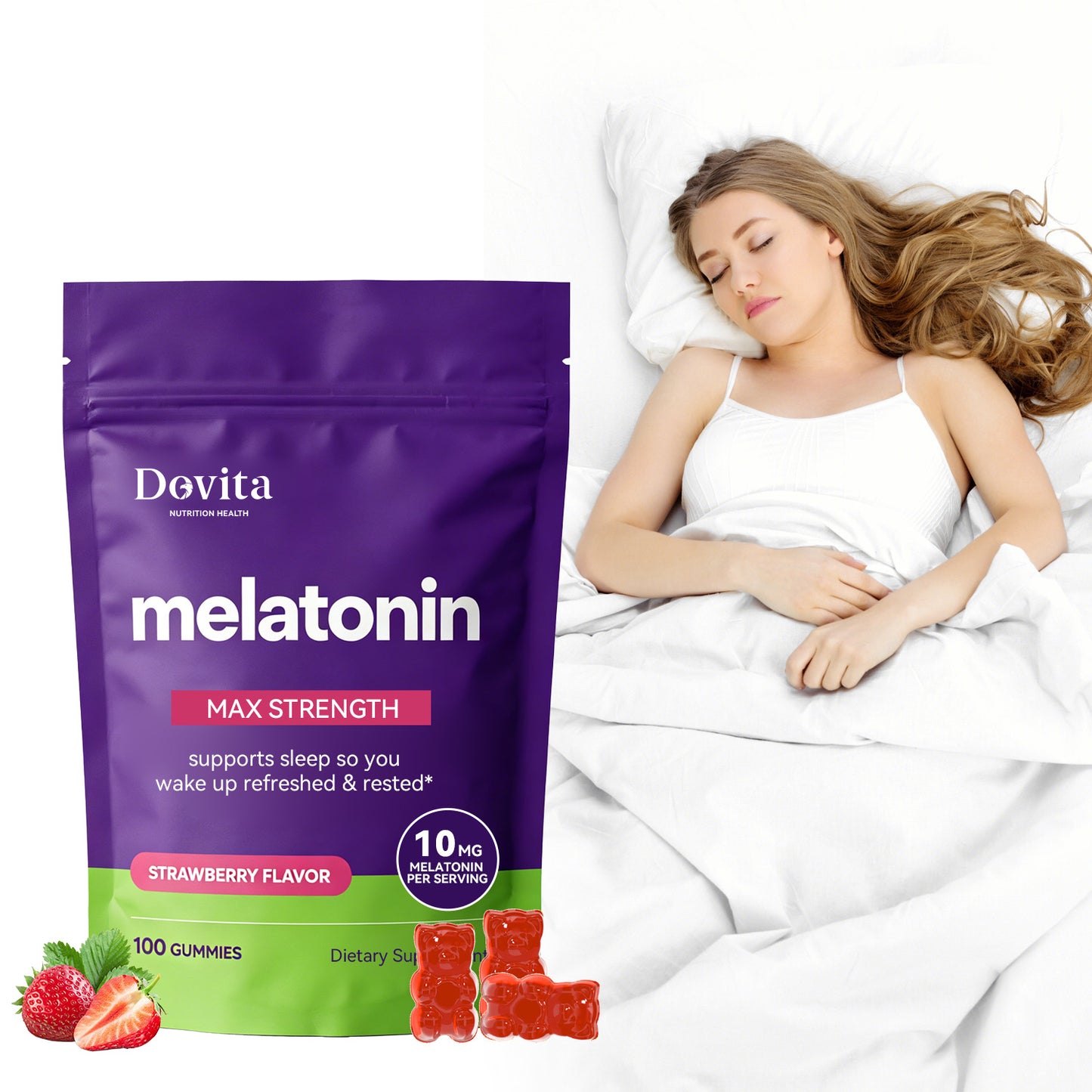 Sleep Gummies for Deep Rest & Relaxation, Melatonin & Natural Herbs, Fast-Acting, Sugar-Free Nighttime Supplement, OEM/ODM