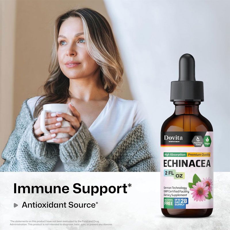 Echinacea Tincture for Natural Immune Support Vegan Echinacea Purpurea Drops, Alcohol-Free & Sugar-Free OEM/ODM Available