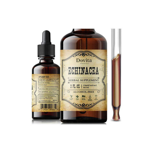 Echinacea Supplement, Natural Root Extract Liquid Drops, Antioxidant-Rich Vegan Herbal Tincture for Immune Function Support, OEM