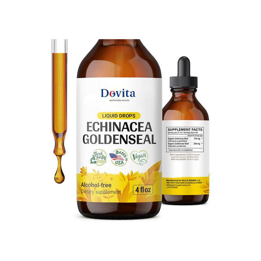 Wild Echinacea Goldenseal Tincture, Echinacea Drops with Goldenseal Root for Immune & Lung Support, Vegan, OEM/ODM