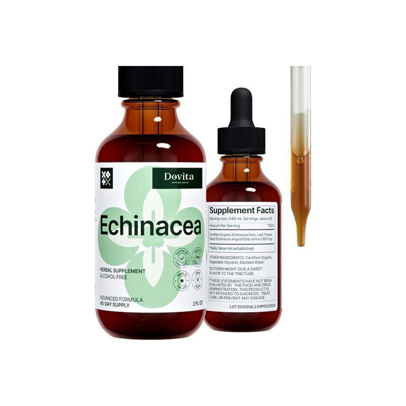 Echinacea Liquid Extract, Organic Root, Leaf, Flower & Seed Herbal Supplement, Immune System Support Tincture, OEM/ODM